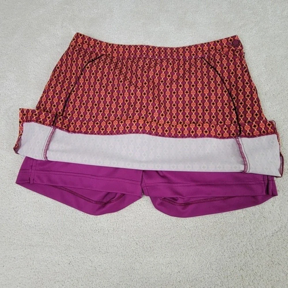 EP Pro Golf Skort Size 8 Pink Orange Geometric Print Tennis Skirt Athleisure‎